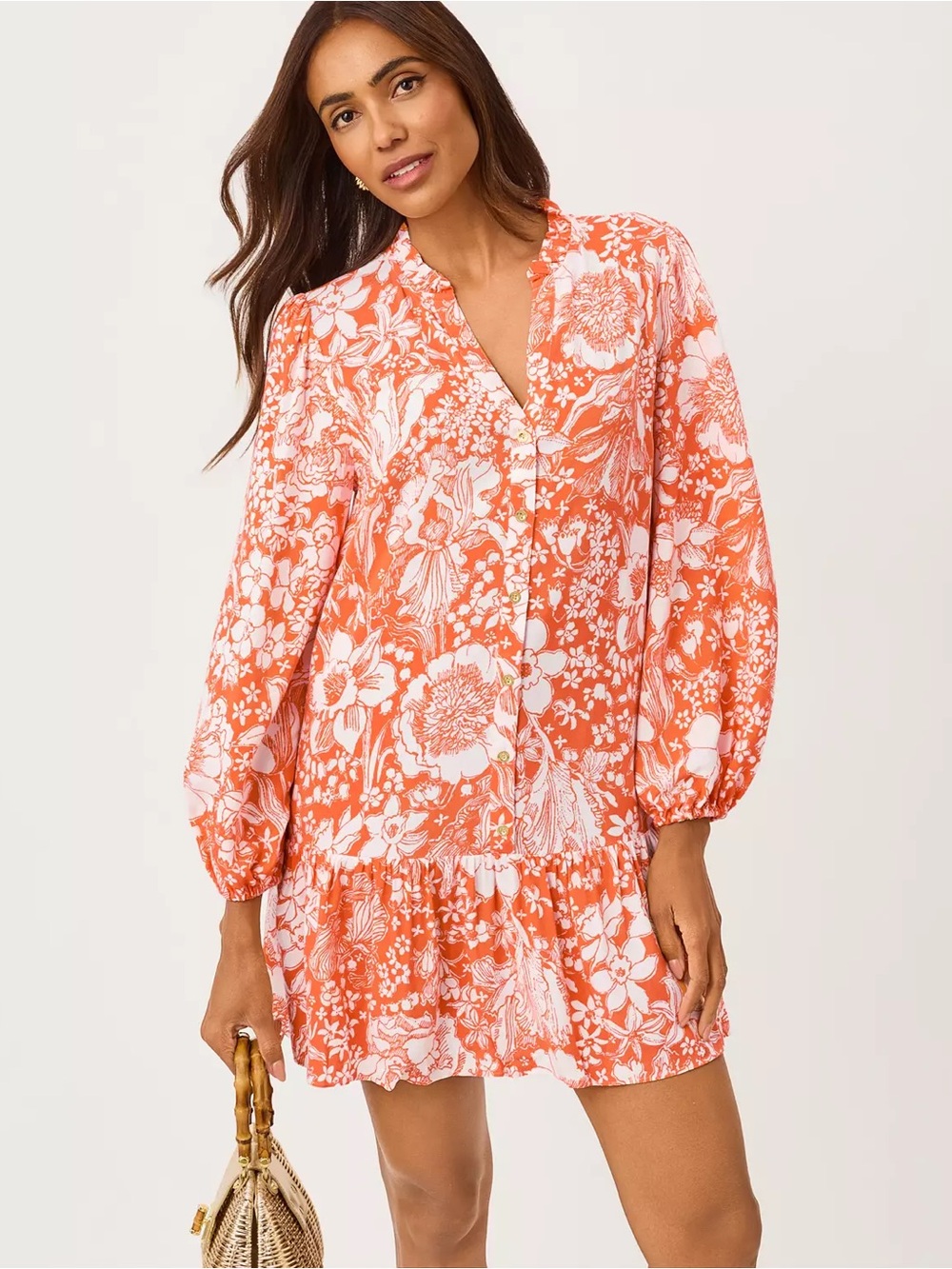 NEW Lilly Pulitzer Shay Tunic Dress Sunset Orange Budding Romance Floral NWT